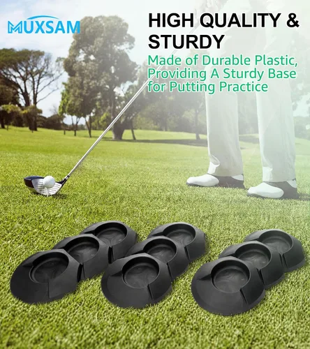 Miniatura 3 de MUXSAM 6 tazas de putter en todas las direcciones para practicar golf color negro, copa de entrenamiento de golf, agujero de práctica de golf, ayuda