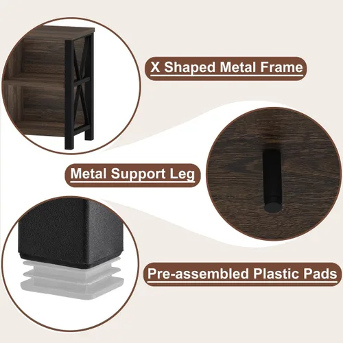 Miniatura 4 de FATORRI Organizador de almacenamiento de 6 cubos con estante, estantería horizontal corta para sala de estar, estantería de madera y metal, estante