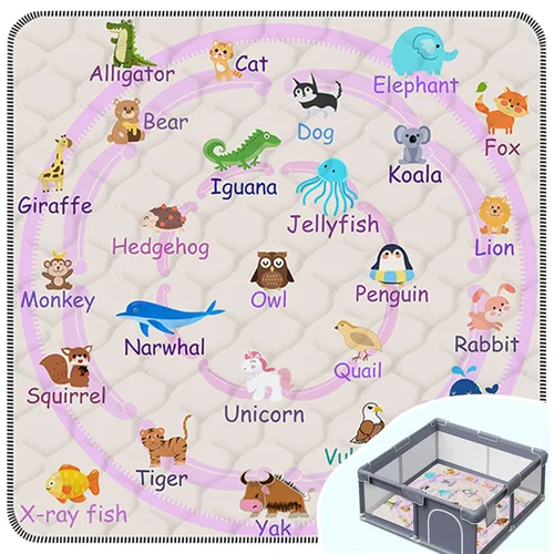 Miniatura 12 de Alfombra de Juego para Bebé, Gruesa y Suave de 47" X 47", Alfombra de Corral, Antideslizante y Lavable a Máquina, Alfombras de Juego para Piso