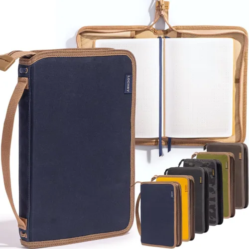Miniatura 11 de LOCHBY® Carpeta Field A5 Cubierta de carpeta de 6 anillas Lona encerada resistente al agua Diseño plano Sistema A5 apto para recargar