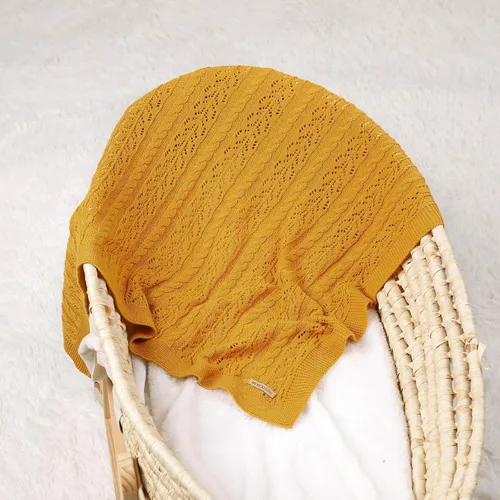 Miniatura 5 de LAWKUL Mantas neutrales de algodón para bebé, manta de recibimiento para bebé, manta para bebé, manta de bebé recién nacido, color amarillo