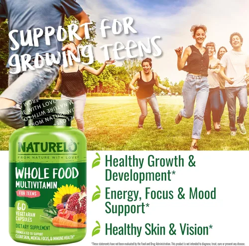 Miniatura 5 de NATURELO Multivitaminas para Adolescentes Niñas/Niños, 60 Cápsulas, Multivitamínico de Alimentos Integrales con Minerales, Sin OMG, Vegetariano