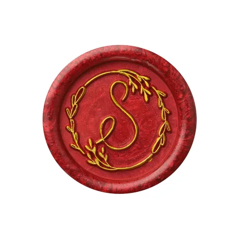 Miniatura 4 de Yoption Sello de cera escrito a mano, letra S, alfabeto inicial vintage con sello de cera de sellado de rama de olivo