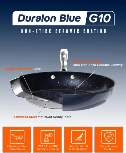 Miniatura 2 de Nuwave Lux - Colección de utensilios de cocina prémium de 13 piezas, cerámica azul Duralon Healthy G10 antiadherente, ultra duradero, sin PFAS