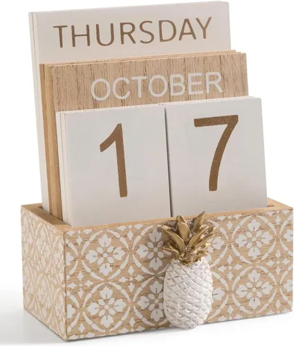 Calendario de bloques para escritorio, calendario perpetuo de escritorio de madera, regalo diario, bloques de madera vintage para el hogar, granja,