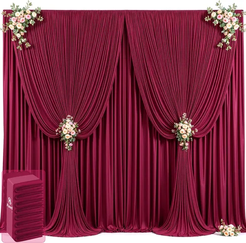 Miniatura 19 de 20 pies x 12 pies Cortinas de Telón de Fondo Azul Bebé Sin Arrugas para Bodas y Fiestas, Telón de Fondo de Tela Azul, Cortinas para Bodas