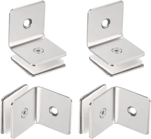 Miniatura 7 de HARFINGTON Abrazadera de vidrio de 90 grados de acero inoxidable, 2 piezas para 0.315-0.472 in de grosor, cuadrado de un solo lado, sin marco