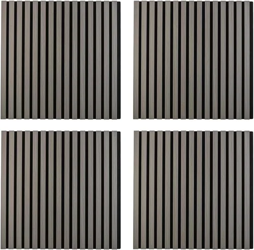 Miniatura 11 de IZODEKOR Paneles de pared acústicos de madera de 23.5 x 23.5 pulgadas (paquete de 2) – Paneles decorativos absorbentes de sonido para decoración