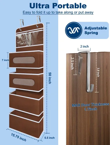 Miniatura 2 de Organizador para colocar sobre la puerta con 2 pequeños de PVC y 4 bolsillos grandes detrás de la puerta, organizador de almacenamiento
