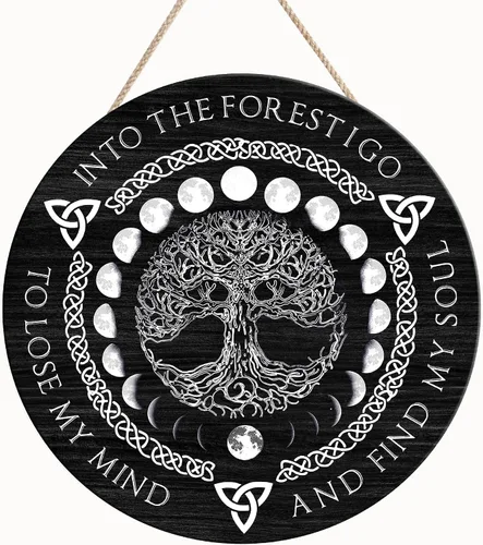 Miniatura 22 de Artsy Woodsy Letrero de madera de la rueda del año (no tallado) para decoración del hogar, bruja, pagana, Wicca, días festivos celtas, regalos 25