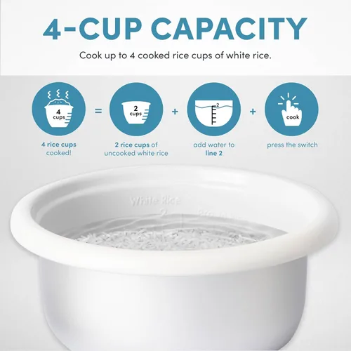 Miniatura 6 de AROMA® CoreCoat - Olla arrocera con cesta desplegable para cocinar alimentos (4 tazas cocidas, 2 tazas sin cocinar)