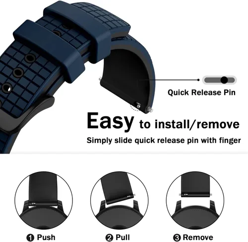 Miniatura 4 de ISABAKE Correa de reloj compatible con Garmin Vivoactive 4/Samsung Galaxy Watch de 1.81 pulgadas, 0.86 pulgadas, bandas de silicona para Ticwatch