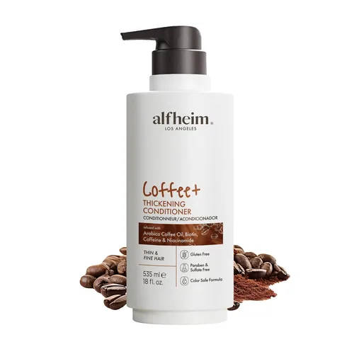 Miniatura 18 de ALFHEIM Coffee+ Acondicionador espesante para cabello fino, fino y débil con cafeína, biotina y aceite de café arábica, fórmula fortalecedora