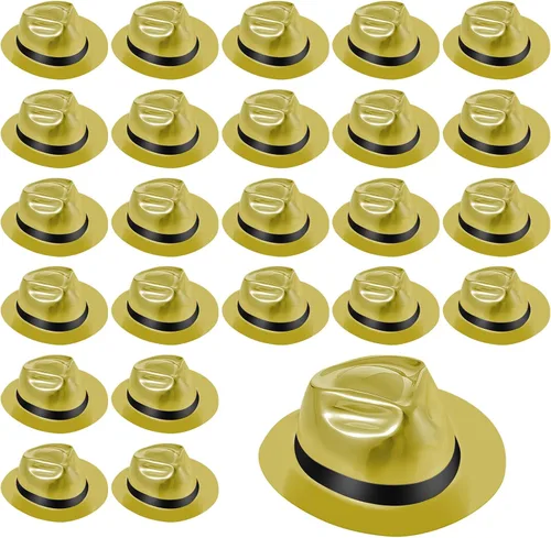 Miniatura 9 de Sureio 24 sombreros de gángster, sombreros de plástico para caballeros, sombreros de disfraz de gángster para adultos, sombreros de fiesta
