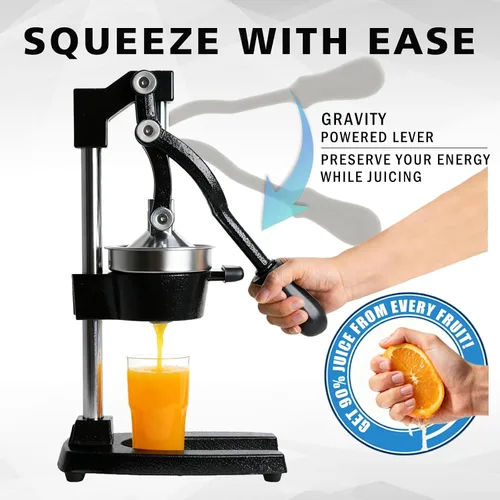 Miniatura 3 de Exprimidor manual de cítricos de hierro fundido, exprimidor de limón naranja resistente, prensa comercial de cítricos extragrande, fácil de limpiar