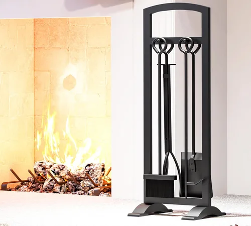 Miniatura 8 de Kingson Juego de herramientas ligeras de 5 piezas para chimenea: portátil, compacto y elegante kit de accesorios para hogueras