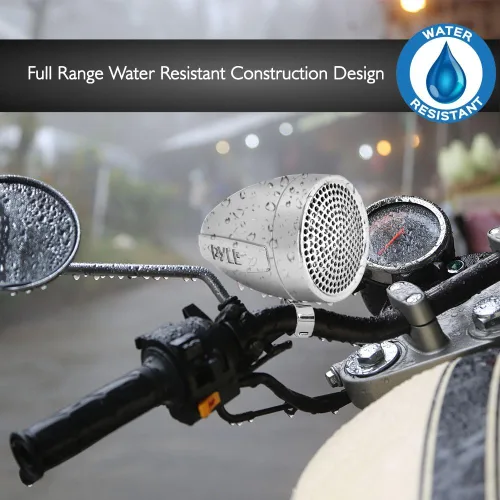 Miniatura 4 de Pyle Sistema de altavoz y amplificador de motocicleta de 600 vatios resistente a la intemperie con cuatro altavoces impermeables de 3 pulgadas
