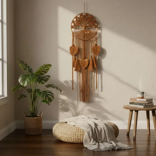 Miniatura 4 de Tapiz de macramé para colgar en la pared, diseño de árbol de la vida, tejido a mano para dormitorio, sala de estar, pasillo, símbolo de crecimiento