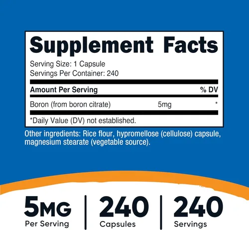 Miniatura 2 de Nutricost Cápsulas de boro de 5 mg, 240 cápsulas vegetarianas, sin gluten y sin OMG