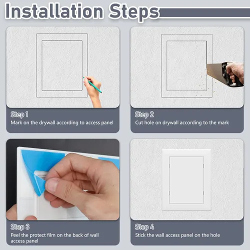 Miniatura 8 de Flamorrow Panel de acceso para paneles de yeso, puerta de acceso de fontanería, cubierta de orificio de pared autoadhesiva de 5 x 7 pulgadas