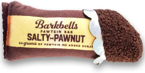 Haute Diggity Dog Barkbells Pawtein Bar - Juguete de peluche para perros pequeños, medianos y grandes, juguetes interactivos divertidos y