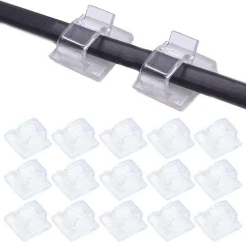 Miniatura 8 de 100 clips adhesivos para cables en la pared, organización de cables para TV, PC, laptop, cables Ethernet y escritorios (negro)