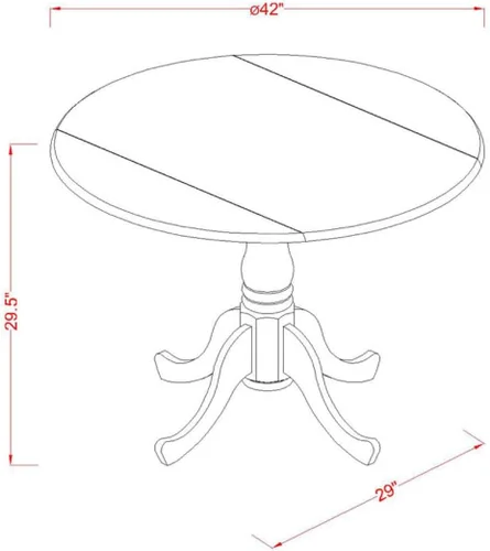 Miniatura 4 de East West Furniture DLML3-MAH-C - Juego de comedor de 3 piezas que contiene una mesa de comedor redonda con gotas y 2 sillas tapizadas de tela