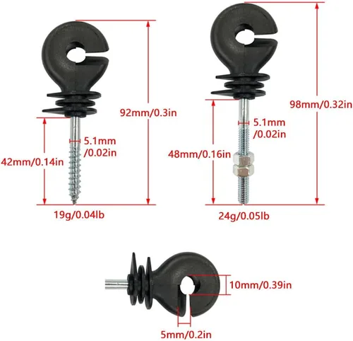 Miniatura 2 de SagaSave Aislador autorroscante eléctrico de cercado eléctrico para postes de madera, aisladores de valla eléctrica, aisladores de cercas