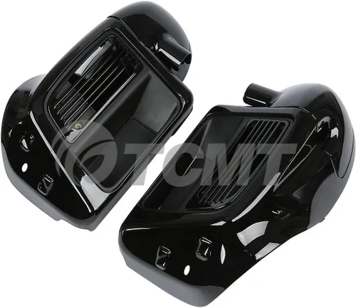 Miniatura 16 de Guantera de carenado de pierna ventilada inferior de mezclilla negra apta para Harley refrigerada por aire Touring Road King Street Glide Road Glide