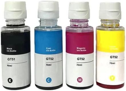 Vivid Colors Botellas de tinta de repuesto compatibles con impresoras Deskjet GT 5810 5820, Ink Tank 310 315 # GT51 GT52 4 unidades