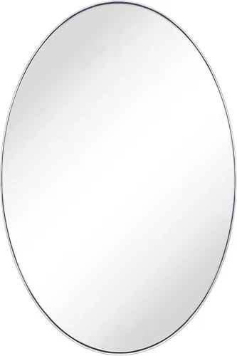 Miniatura 6 de Espejo de baño ovalado con marco de metal cromado para pared en acero inoxidable, moderno espejo de tocador de baño, para montar en la pared, 24 x