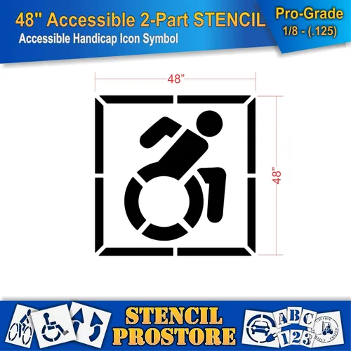 Miniatura 2 de Plantillas de pavimento – 48 pulgadas – Plantilla de símbolo de icono accesible con borde – 48 x 48 x 1/8 pulgadas (128 mil) – Grado profesional