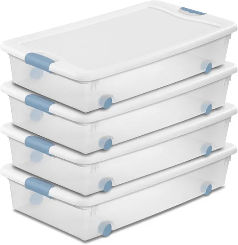 Miniatura 34 de Sterilite - Paquete de 12 contenedores apilables con pestillo, contenedores de almacenamiento bajo la cama con tapas, plástico transparente, 15