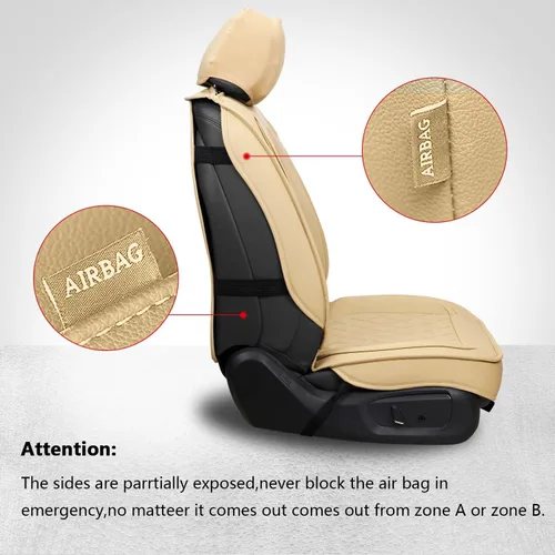 Miniatura 4 de MIROZO - Juego completo de fundas para asientos de cuero para automóvil, fundas de cuero para asientos de automóvil, protectores de asientos de Beige