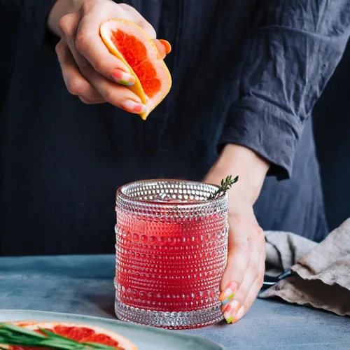 Miniatura 6 de Hobnail - Juego de 6 vasos (13 onzas), vasos vintage, vasos de cóctel, vasos de vidrio en relieve para cocina, juego de vasos para cerveza, jugo