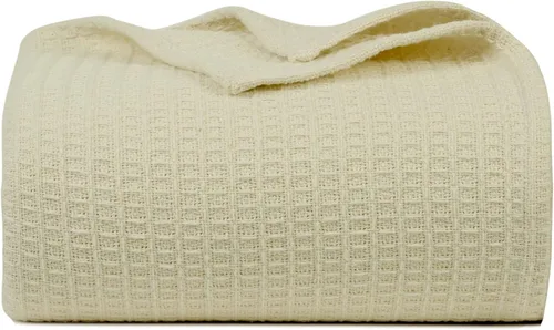 Miniatura 17 de Bed Bath & Home - Manta de 100% algodón, ligera y transpirable, buena para todas las estaciones, suave y acogedora. Blanco