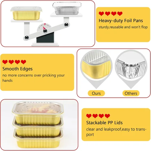 Miniatura 4 de LNYZQUS Sartenes de aluminio pequeños de 1 libra con tapas, paquete de 30 latas de aluminio de 16 onzas para hornear, recipientes sobrantes