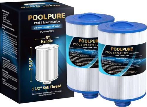 POOLPURE PWW50P3 Filtro de Spa de Reemplazo para Unicel 6CH-940, 817-0050, Filbur FC-0359, 25252, 378902, 03FIL1400, Filtro de Bañera de Hidromasaje