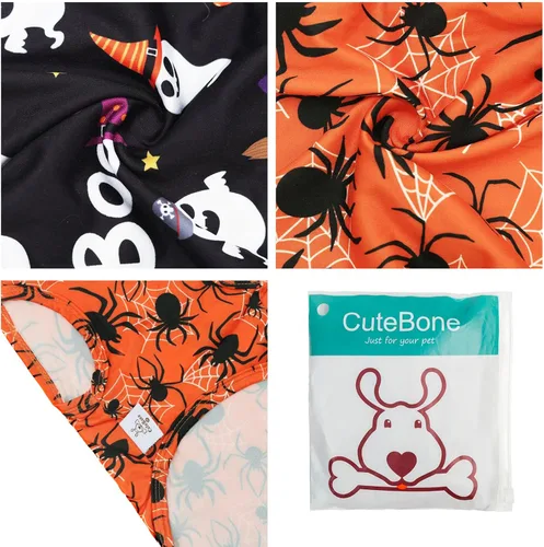 Miniatura 2 de CuteBone Camisas de Halloween para perros, paquete de 2, ropa suave para mascotas, chaleco de verano transpirable para cachorros pequeños y ropa