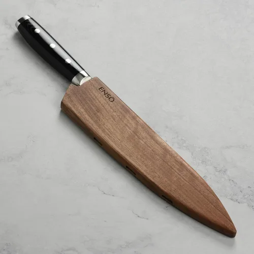Miniatura 2 de Enso Cuchillo de chef grande con funda, fabricado en Japón, serie HD, VG10, acero inoxidable de damasco, hoja de 9.5 pulgadas con cubierta Saya