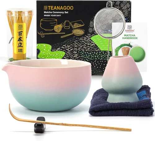 Miniatura 9 de TEANAGOO Juego de 9 Piezas Batidor de Matcha, Juego de Matcha de Cerámica, Kit de Matcha para Ceremonia, Juego de Té Matcha para Hacer Negro carbón 2