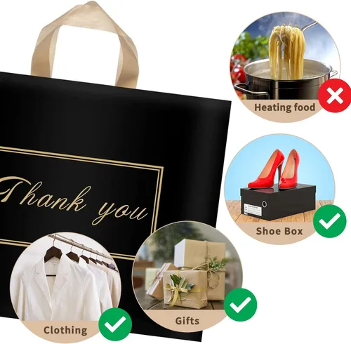 Miniatura 4 de WAKAKO Paquete de 60 Bolsas de Compras de Agradecimiento, Boutique 15x12 Pulgadas Bolsas de Regalo de Plástico de Agradecimiento para Compras