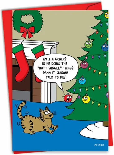 Miniatura 11 de NobleWorks - Divertida tarjeta de felicitación de Navidad con sobre (4.63 x 6.75 pulgadas) - Broma de humor navideña - Casa sin chimenea 5892