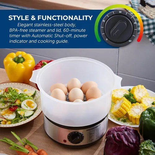 Miniatura 3 de Elite Gourmet EST250 - Mini vaporizador eléctrico compacto de alimentos y vegetales de 2.5 cuartos, 400 W con bandeja sin BPA, temporizador