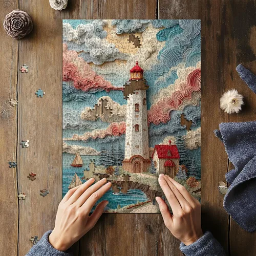 Miniatura 4 de Rompecabezas de faro para adultos de 1000 piezas, rompecabezas de playa con escena de la naturaleza, hermoso rompecabezas de paisaje oceánico