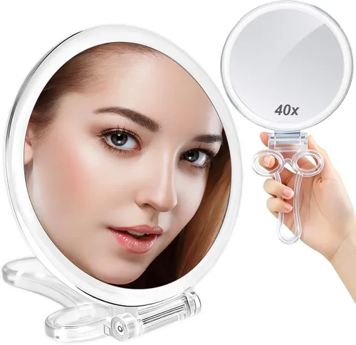 Miniatura 8 de 20x Magnifying Handheld Mirror - 2-Sided Hand Mirrors with 1X 20X Magnification, Adjustable Hand Held Mirror, Portable Small Travel Makeup Mirror