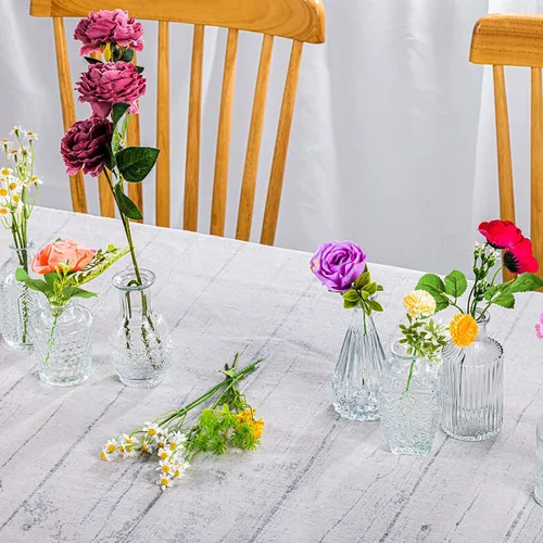 Miniatura 5 de Juego de jarrones de cristal, 24 jarrones pequeños para arreglos florales, bonito jarrón a granel para decoración de mesa de centro de mesa