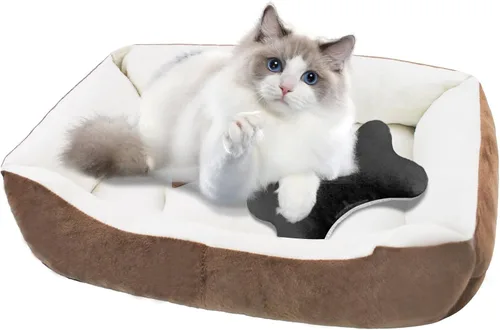 Camas para perros pequeños, camas rectangulares para gatos de interior, cama lavable de 20 x 15 x 6 pulgadas para mascotas con lateral y parte