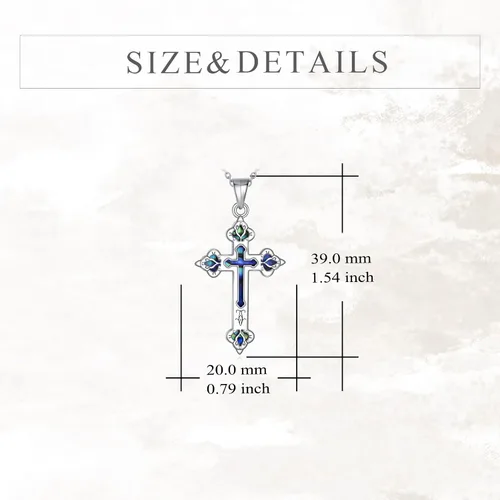 Miniatura 30 de YFN Collar de cruz de plata de ley 925 con nudo celta cruz infinito corazón amor colgante collar de 18 pulgadas
