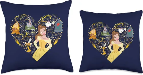 Miniatura 3 de Disney Princess Belle - Almohada de corazón encantado, 16 x 16 pulgadas, multicolor